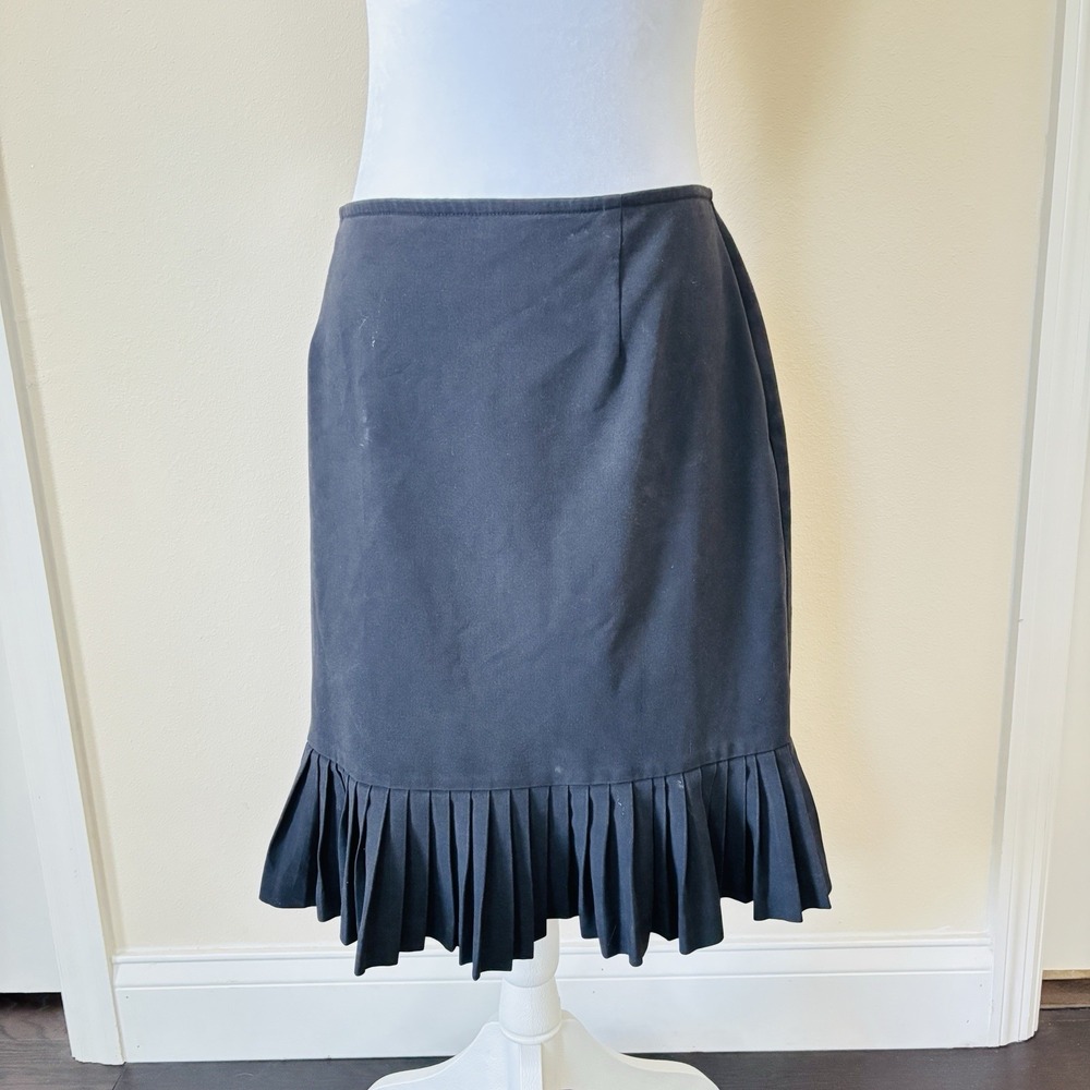 Skirtology Women's Black A-Line Pleated Hem Skirt Career 12 Classic